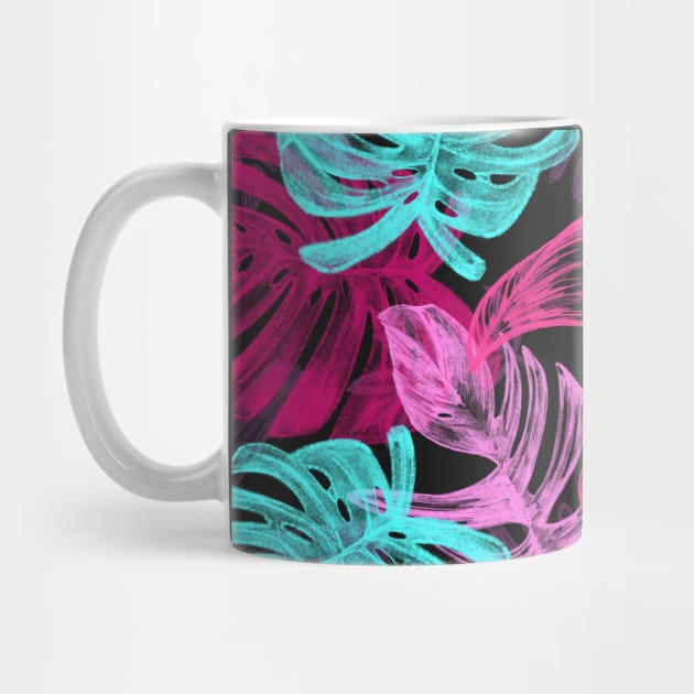 Neon Tropical Leaves Summer Pattern by MysticMagpie